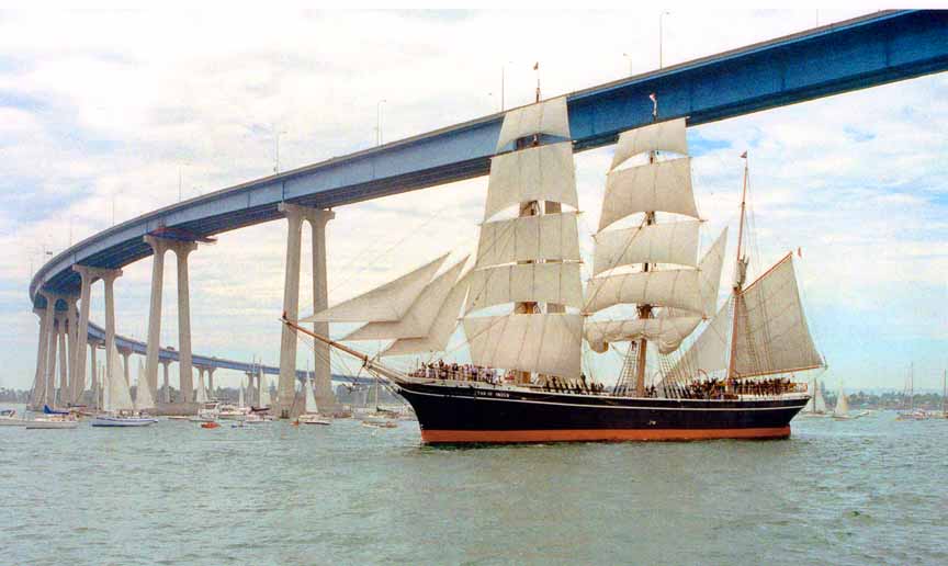 This day in 1998 marked Captain Richard Goben's first day as Master and Captain of the Star of India. To mark the occasion, he did something no captain had ever done before - he sailed the great ship under the Coronado Bridge.